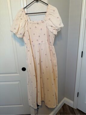 Women’s Cream Puff-Sleeve Smocked Dress